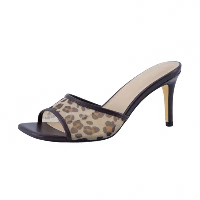 Cushionaire Women's Evie Kitten Heels Sandal In Brown Leopard Mesh In Multi