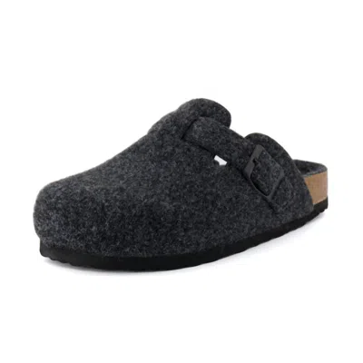 Cushionaire Women's Hana Cork Footbed Clog In Charcoal Wool In Black