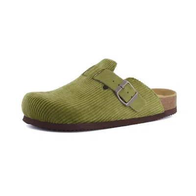 Cushionaire Women's Hana Cork Footbed Clog In Khaki Corduroy In Green
