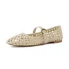 Cushionaire Women's Hand Woven Dressy Ballet Flat In Wheat Woven In Neutral