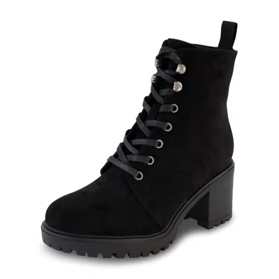 Cushionaire Women's James Lace Up Boot In Black Faux Suede