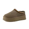 Cushionaire Women's Kabuki Platform Mule Slippers In Taupe Suede In Brown