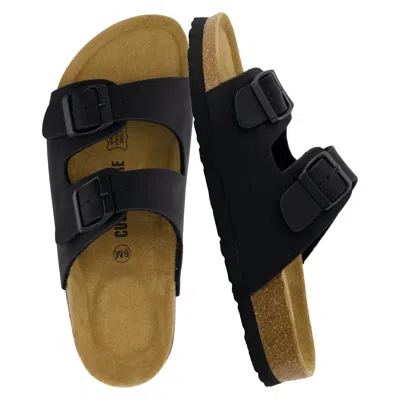 Cushionaire Women's Lane Cork Footbed Sandals In Black