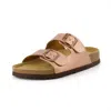 Cushionaire Women's Lane Cork Footbed Sandals In Rose Gold In Multi