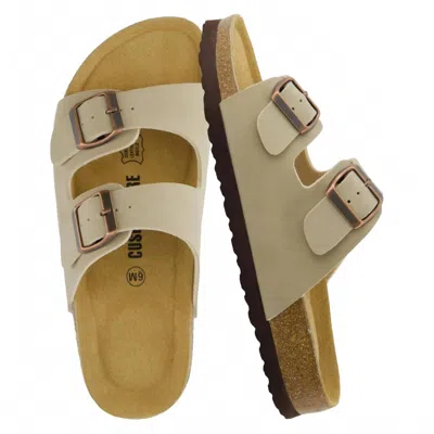 Cushionaire Women's Lane Cork Footbed Sandals In Stone In White