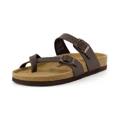 Cushionaire Women's Luna Cork Footbed Sandals In Brown Nappa In Multi