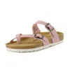 Cushionaire Women's Luna Cork Footbed Sandals In Pink Vegan Suede In Multi