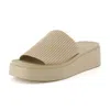 Cushionaire Women's Pim Wedge Chunky Platform Sandal In Taupe Weave In Multi