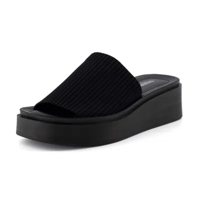 Cushionaire Women's Pim Wedge Chunky Sandal In Black Weave In Multi