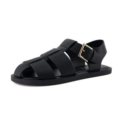Cushionaire Women's Plaza Fisherman Sandal In Black Smooth In Multi