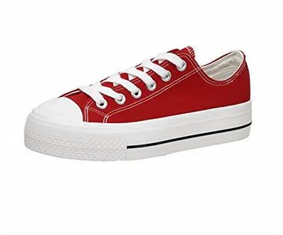 Cushionaire Women's Vince Low Top Canvas Sneaker In Red