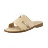 Cushionaire Women's Voyage Cutout Strap Slide Sandal In Raffia In Gray