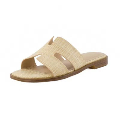 Cushionaire Women's Voyage Cutout Strap Slide Sandal In Raffia In Gray