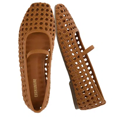 Cushionaire Women's Weavy Squared Toe Woven Ballet Flat In Cognac Woven In Multi