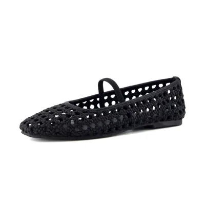 Cushionaire Women's Weavy Squared Toe Woven Ballet Flats In Black Woven In Multi