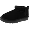 Cushionaire Womens Faux Fur Lined Suede Shearling Boots In Black