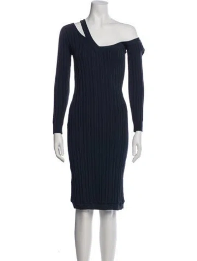 Pre-owned Cushnie Asymmetrical Knee-length Dress In Blue