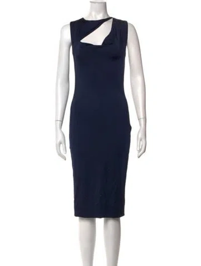 Pre-owned Cushnie Asymmetrical Knee-length Dress In Blue