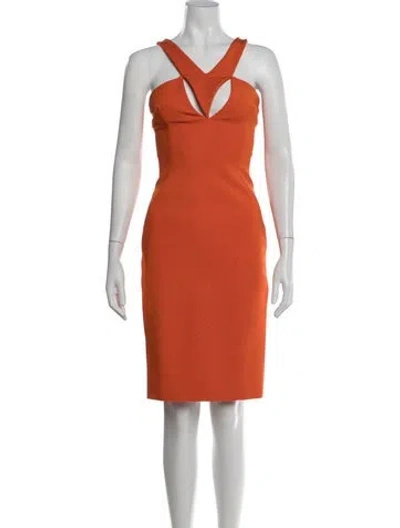 Pre-owned Cushnie Asymmetrical Knee-length Dress W/ Tags In Orange