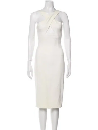 Pre-owned Cushnie Asymmetrical Knee-length Dress In White