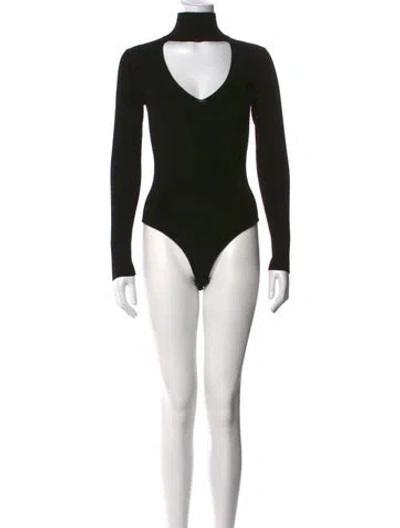 Pre-owned Cushnie Asymmetrical Long Sleeve Bodysuit In Black