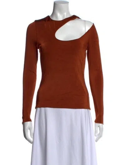Pre-owned Cushnie Asymmetrical Long Sleeve Top In Orange