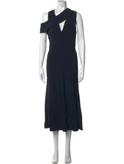 Pre-owned Cushnie Asymmetrical Midi Length Dress In Blue