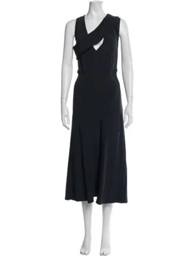 Pre-owned Cushnie Asymmetrical Midi Length Dress In Blue