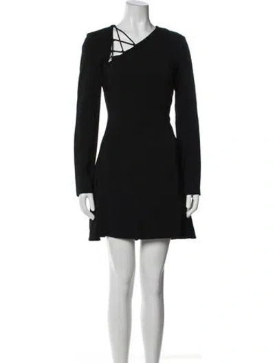 Pre-owned Cushnie Asymmetrical Mini Dress In Black/blue