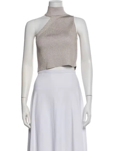 Pre-owned Cushnie Asymmetrical Sleeveless Crop Top In Black
