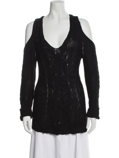 Pre-owned Cushnie Bamboo Scoop Neck Sweater In Black