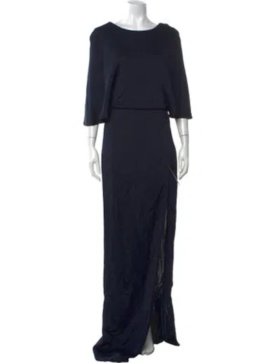 Pre-owned Cushnie Bateau Neckline Long Dress In Blue
