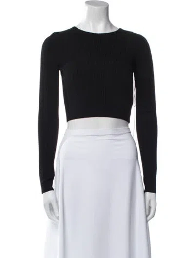 Pre-owned Cushnie Bateau Neckline Long Sleeve Crop Top W/ Tags In Black