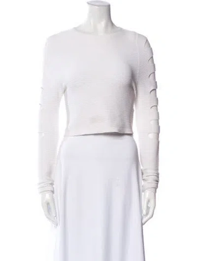 Pre-owned Cushnie Bateau Neckline Long Sleeve Crop Top In White