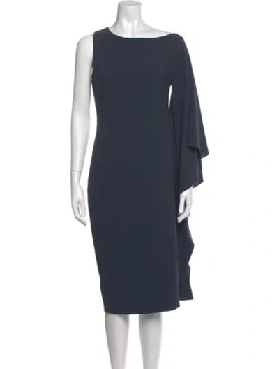 Pre-owned Cushnie Bateau Neckline Midi Length Dress In Blue