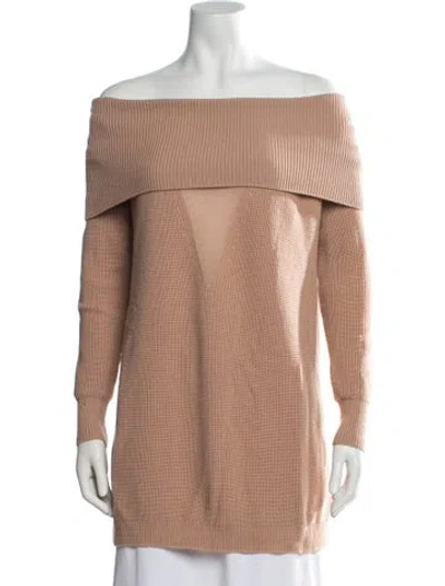 Pre-owned Cushnie Cashmere Off-the-shoulder Sweater In Neutral