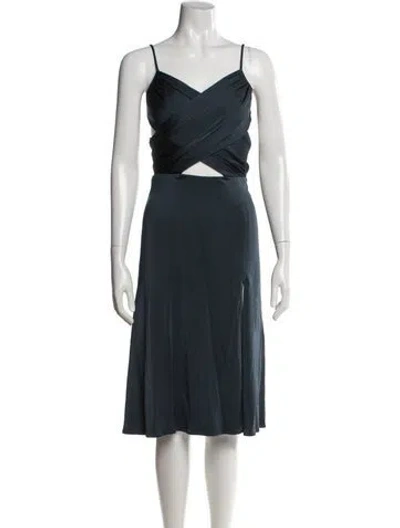 Pre-owned Cushnie Chambray Midi Length Dress In Blue