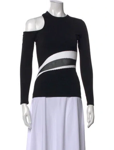 Pre-owned Cushnie Colorblock Pattern Asymmetrical Top In Black
