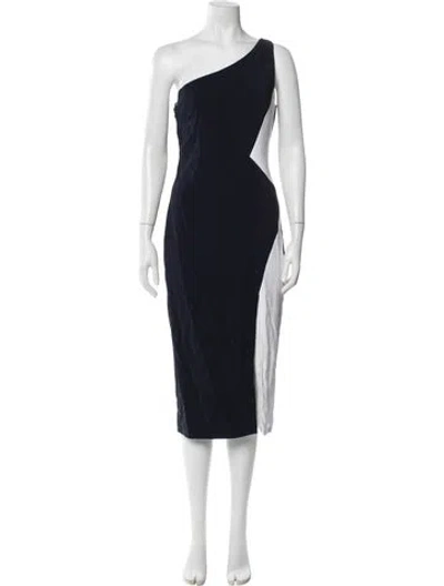 Pre-owned Cushnie Colorblock Pattern Midi Length Dress In Blue
