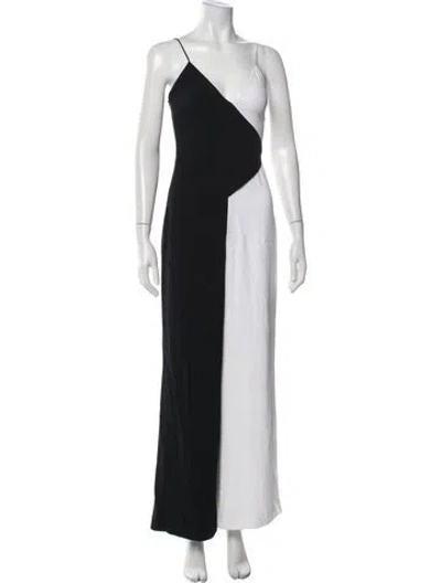Pre-owned Cushnie Colorblock Pattern V-neck Jumpsuit In Black