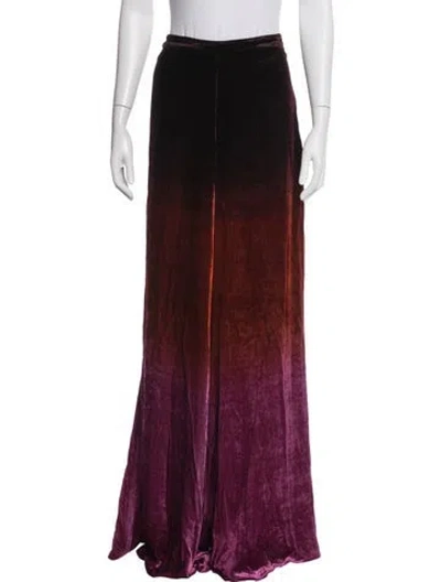 Pre-owned Cushnie Colorblock Pattern Wide Leg Pants In Burgundy