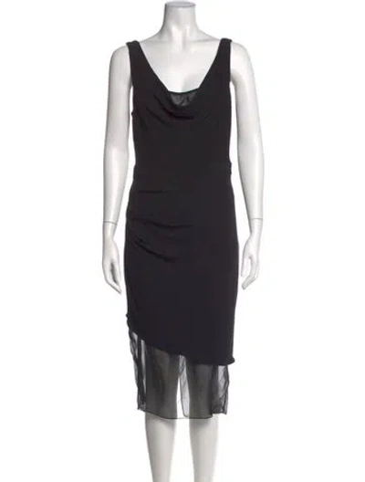 Pre-owned Cushnie Cowl Neck Knee-length Dress In Black