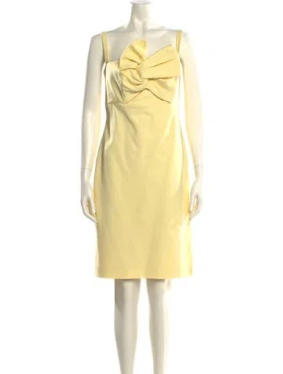 Pre-owned Cushnie Cowl Neck Knee-length Dress In Yellow