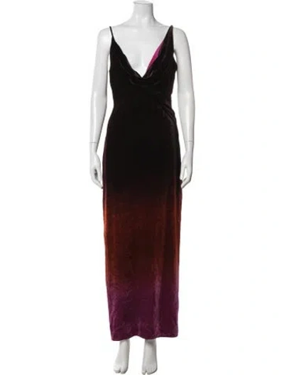 Pre-owned Cushnie Cowl Neck Long Dress In Purple