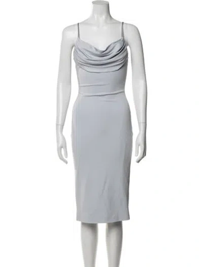 Pre-owned Cushnie Cowl Neck Midi Length Dress In Blue