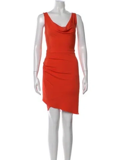 Pre-owned Cushnie Cowl Neck Midi Length Dress In Red