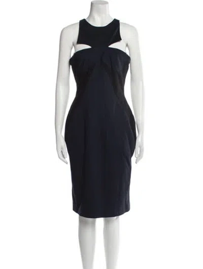 Pre-owned Cushnie Crew Neck Knee-length Dress In Blue