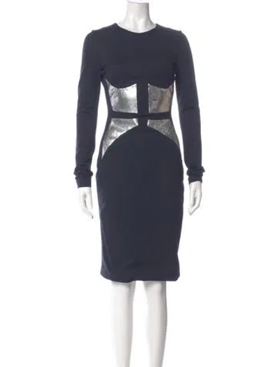 Pre-owned Cushnie Crew Neck Knee-length Dress In Blue