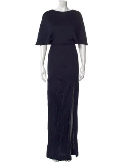 Pre-owned Cushnie Crew Neck Long Dress In Blue