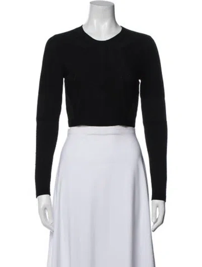 Pre-owned Cushnie Crew Neck Long Sleeve Crop Top In Black